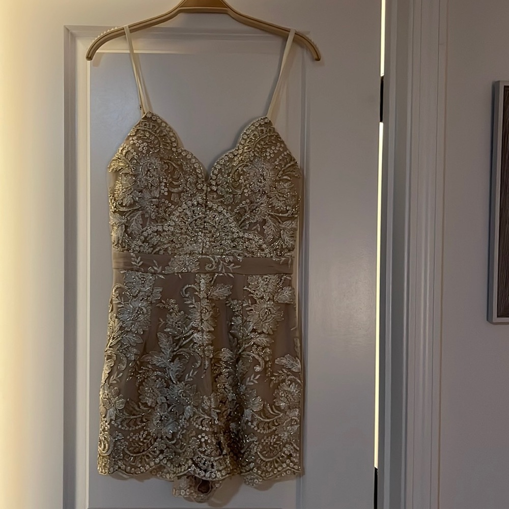 NWT Metallic Beaded Romper